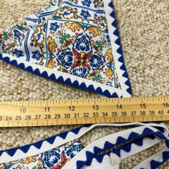 NWT BIKINX Matching Top and Bottom Bikini Set Blue Paisley Print Size Large - Picture 6 of 6